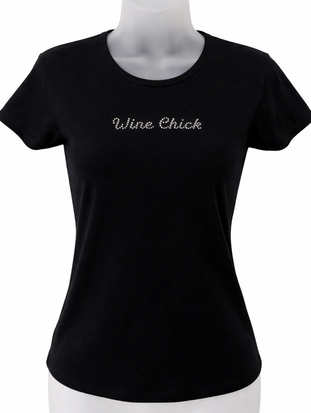 Classic Girl American Apparel Wine Chick Vintage 90s Rhinestone Black T-shirt M